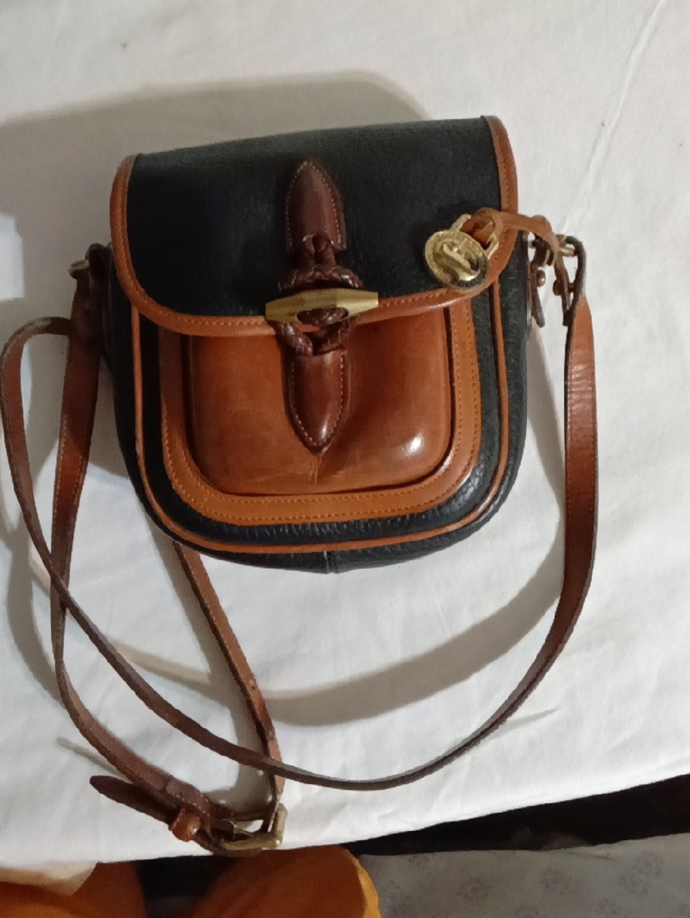 Black and Brown Leather Crossbody Bag - Classic Two-Tone Style